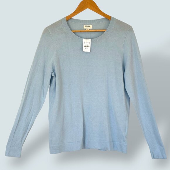 J.Crew Teddie Sweater Preppy Minimalist Cotton Powder Blue Women's‎ Large - Picture 1 of 8